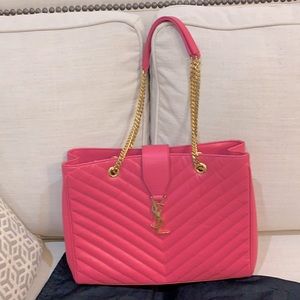 Saint Laurent Bright Pink Monogram Shopper